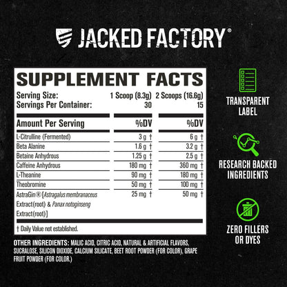 Jacked Factory NITROSURGE Pre Workout Supplement - Endless Energy, Instant Strength