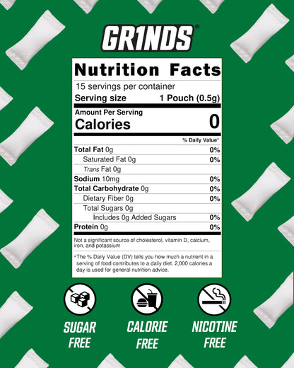 GRINDS Focus Pouches | Naturally Flavored with Nootropic Ingredients | Contains Alpha GPC and L-Theanine | Sugar-Free | 3 Pack | 18 Pouches Per Can | Blue Raspberry