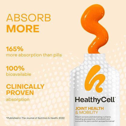Healthycell Joint Health & Mobility Daily Liquid Supplement - 30 Gel Packs | Joint Support Supplement, Inflammation Response, Cartilage & Flexibility with Curcumin, Glucosamine & Chondroitin