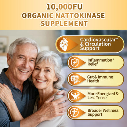 VivoNu Nattokinase 300 Softgels, 500mg(10,000 FU) Per Serving | 17-in-1 Organic Nattokinase Supplement with Serrapeptase*,Lumbrokinase*,CoQ10,AMLA&Turmeric|for Heart* Health|Non-GMO