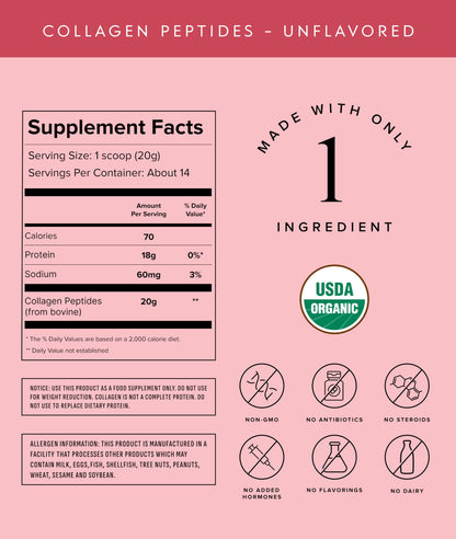 Truvani Hydrolyzed Collagen Peptides | Unflavored | 28 Servings | 20g Grass-Fed Collagen Protein Powder | Promotes Hair, Nail, Skin, and Joint Health | Keto | Gluten & Dairy Free