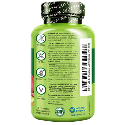 NATURELO Whole Food Multivitamin for Women - with Vitamins, Minerals, & Organic