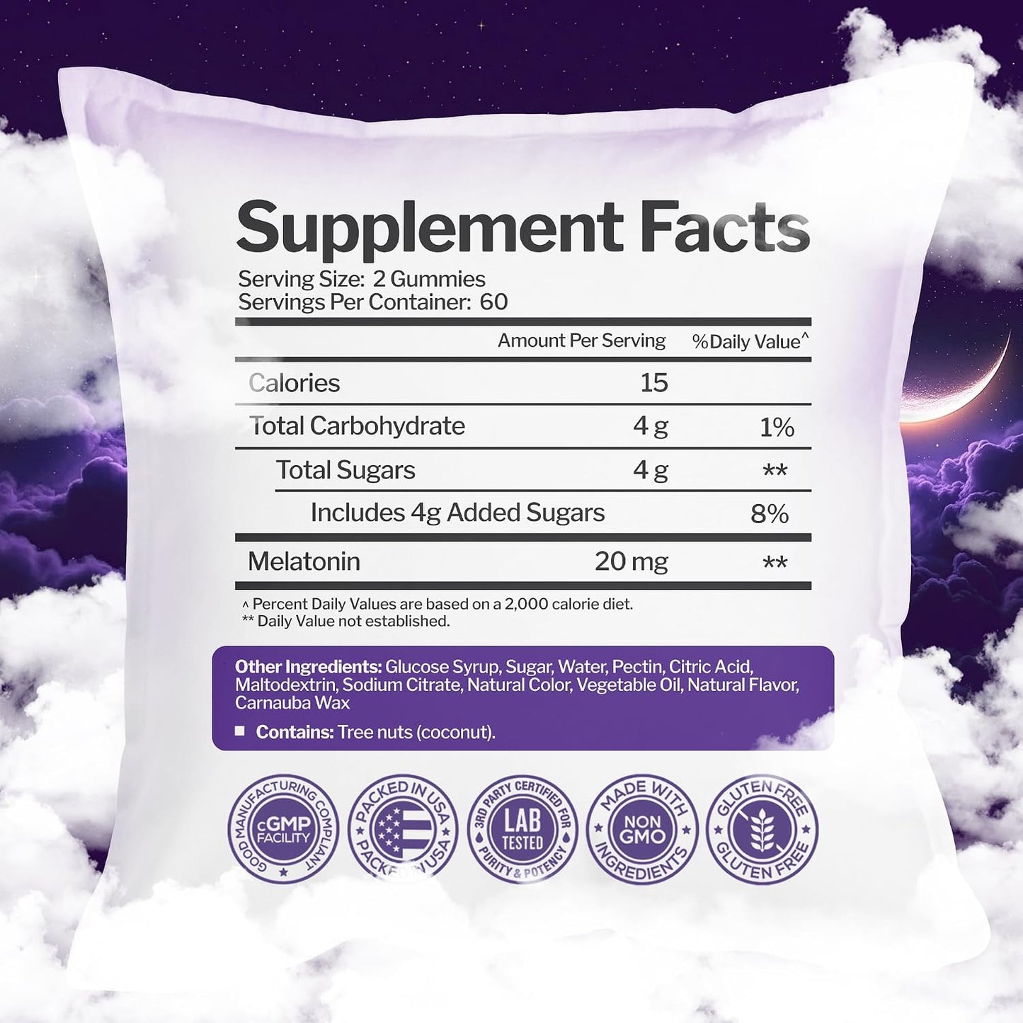 Melatonin 20mg Gummies (120 Count) - Maximum Strength Sleep Support for Adults with 10mg of Melatonin Per Gummy - Gluten-Free, Vegetarian, Great Tasting Mixed Berry Flavor - 60 Servings