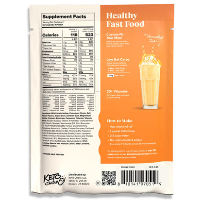 Keto Chow Chocolate Peanut Butter Meal Replacement Shake Powder, 1 Meal
