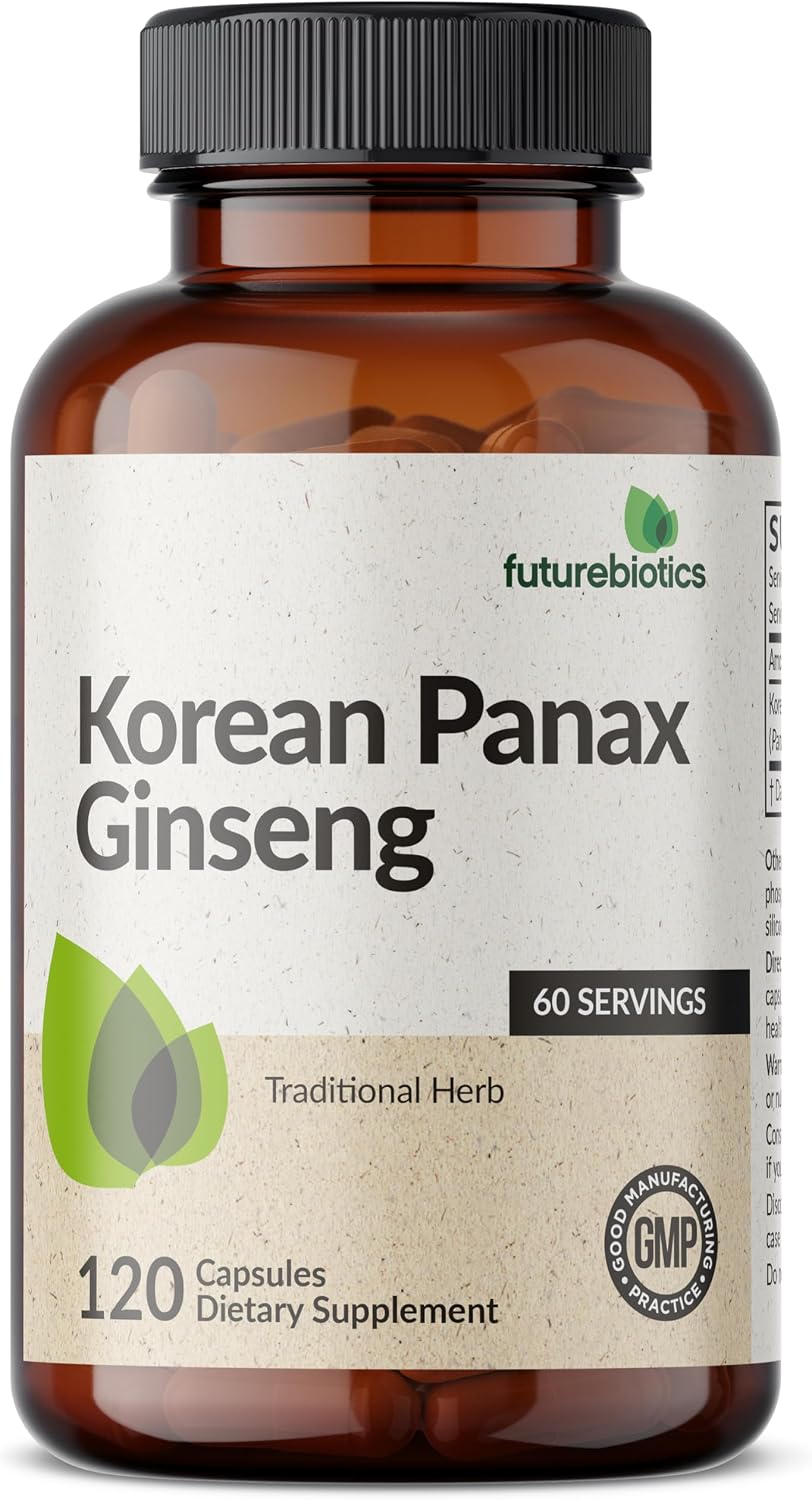 Futurebiotics Korean Panax Ginseng Energy, Memory & Brain Health Support, Non-GMO, 120 Capsules