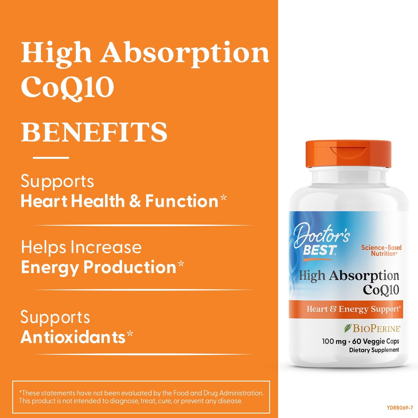 Doctor's Best High Absorption CoQ10 with BioPerine Supplement - Coenzyme Q10 Caps for Heart Health & Antioxidant Support, CoQ10 100mg for Women & Men, Non GMO, Naturally Fermented - 120 Veg Capsules