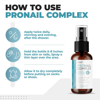 Pronail Complex Spray – Botanical Nail Formula, USA Made – 1 Month Supply | Topical spray for toe & fingernails, botanical | Original extra-strength formula | Fast, no-touch application