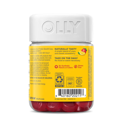 OLLY Extra Strength Daily Energy Gummy, Caffeine Free, 1000mcg Vitamin B12, CoQ10