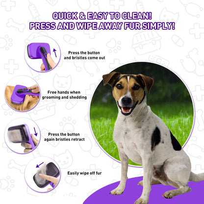 WOPQAEM Dogs Cats Self Cleaning Slicker Brush for Shedding & Grooming Any Breed
