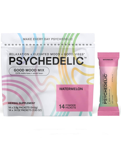 Good Mood Mix - Watermelon - Powder Packets - Calming Kava Drink Mix - Easy Open 