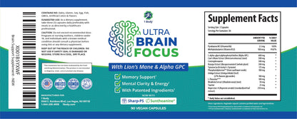 1 Body Brain Support - Bacopa Monnieri, Lion’s Mane for Memory & Focus