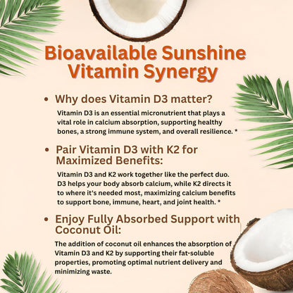 Micro Ingredients Vitamin D3 K2 MK-7 10,000 IU Per Serving, 300 Softgels | Made with Virgin Coconut Oil, K2 200 mcg Per Serving. D3 & K2 Vitamin Supplement. Easy-to-Swallow. Non-GMO, Gluten Free.