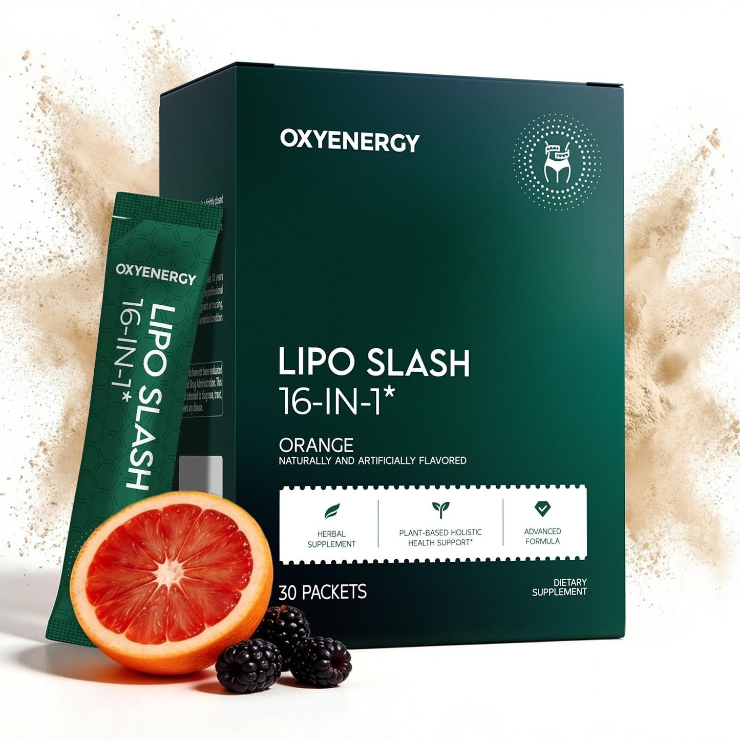 OxyEnergy LIPO Slash 16-in-1 Natural Weight Loss Supplement, 30 Packets | Supports Appetite Suppressant & GLP-1 Activate, Vegetarian, Non-GMO for Women & Men Seeking Healthy Weight Loss