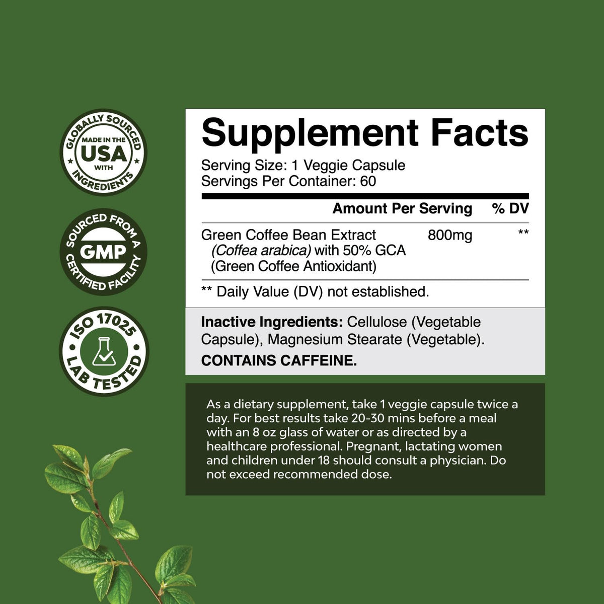 Pure Green Coffee Bean Extract - Super Energizing Green Coffee Extract with 50% Chlorogenic