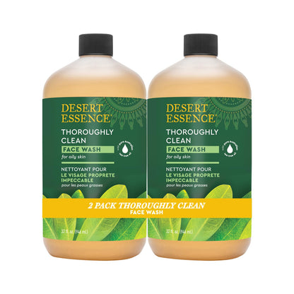 Desert Essence Tea Tree Face Wash 32 fl oz - Facial Cleanser with Natural Tea Tree Oil for Daily Use - Gentle Castile Formula for Sensitive and Oily Skin - Vegan and Cruelty-Free
