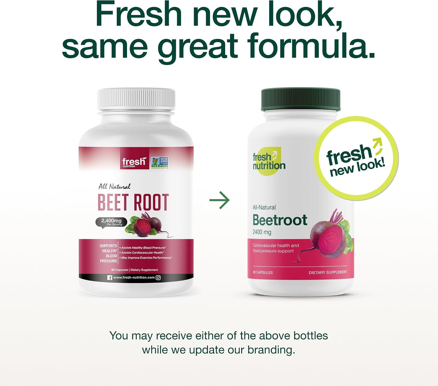 Fresh Nutrition Organic Beet Root Capsules - 2400mg Potent Dosage - Antioxidant Support - Vegan, Non GMO, Gluten-Free - 90 Capsules