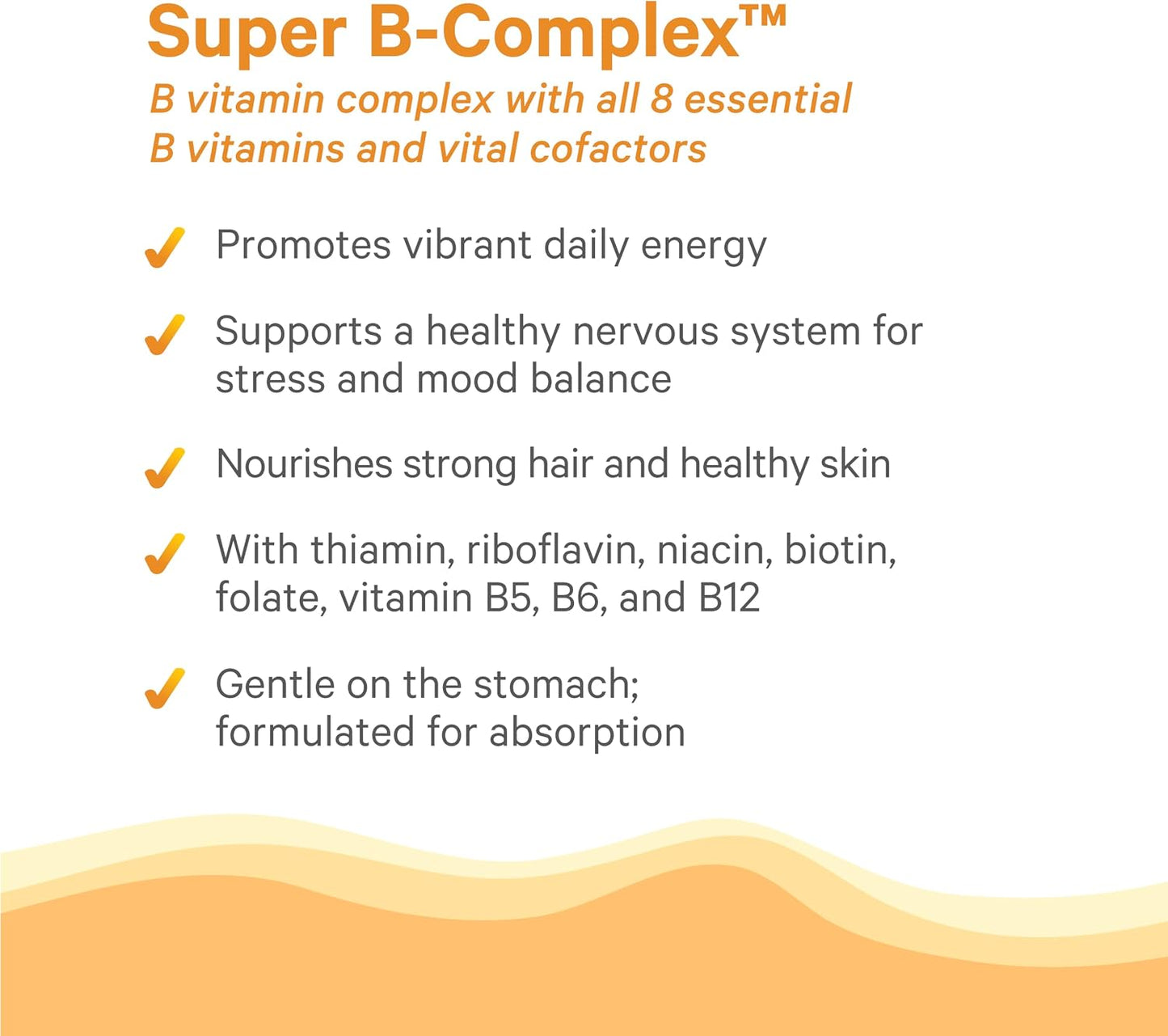 PURE SYNERGY Super B-Complex | Vitamin B Complex Made with Organic Whole Foods | Vegan Supplement with Natural Vitamin B12, Niacin, and Folate | for Energy, Focus and Mood Support (60 Tablets)