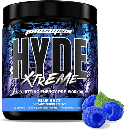 PROSUPPS Hyde Xtreme Hard-Hitting Energy Pre-Workout, Blue Razz, and Creatine 300 Bundle
