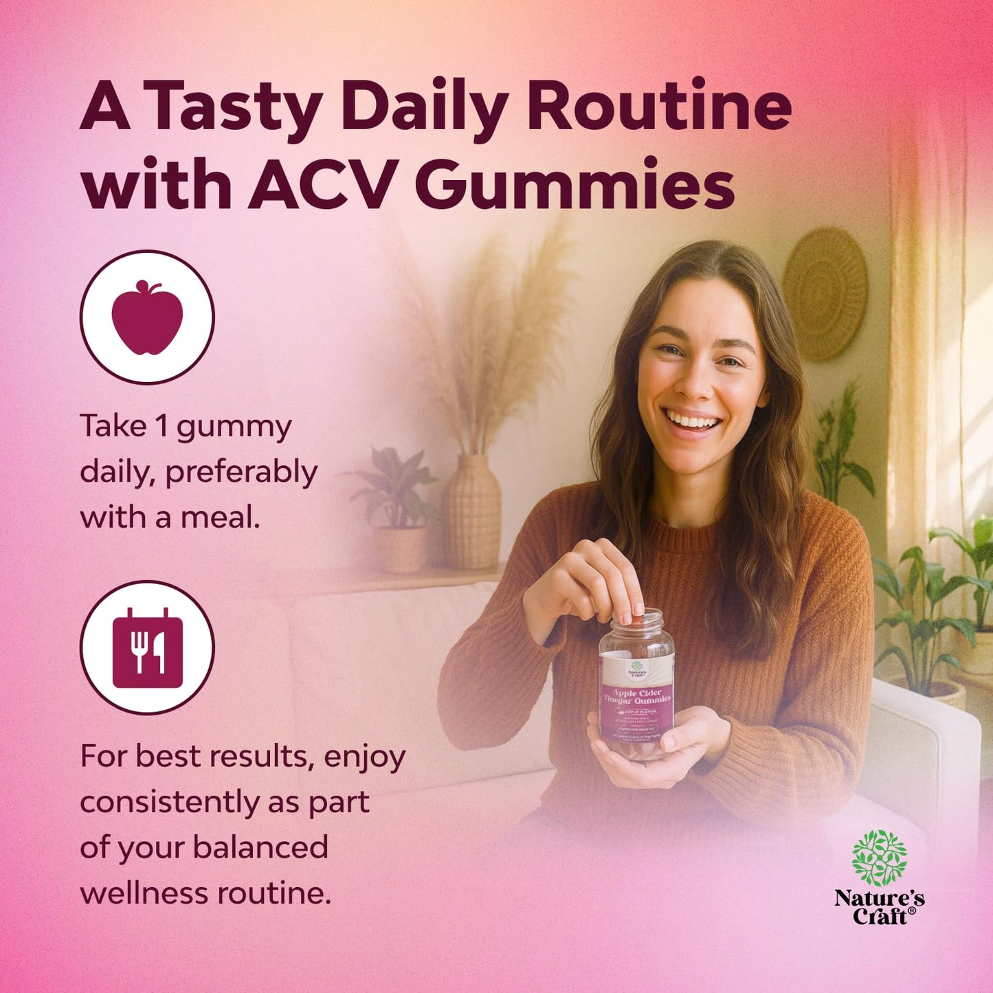 Apple Cider Vinegar Gummies with Mother - Cleanse & Detox ACV Gummies for Weight Loss, Gut Health, Bloating, Metabolism & Energy Support - ACV with Mother with B12 Vitamin, B6 & Pomegranate - 60 Ct