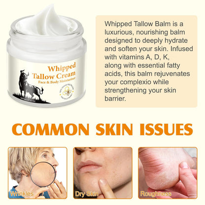 HUYEHF Beef Tallow for Skin, Beef Tallow and Honey Balm for Skin & Face Deeply Nourishing Face Body Moisturizer, for Dry Care & Anti-Aging- 60g