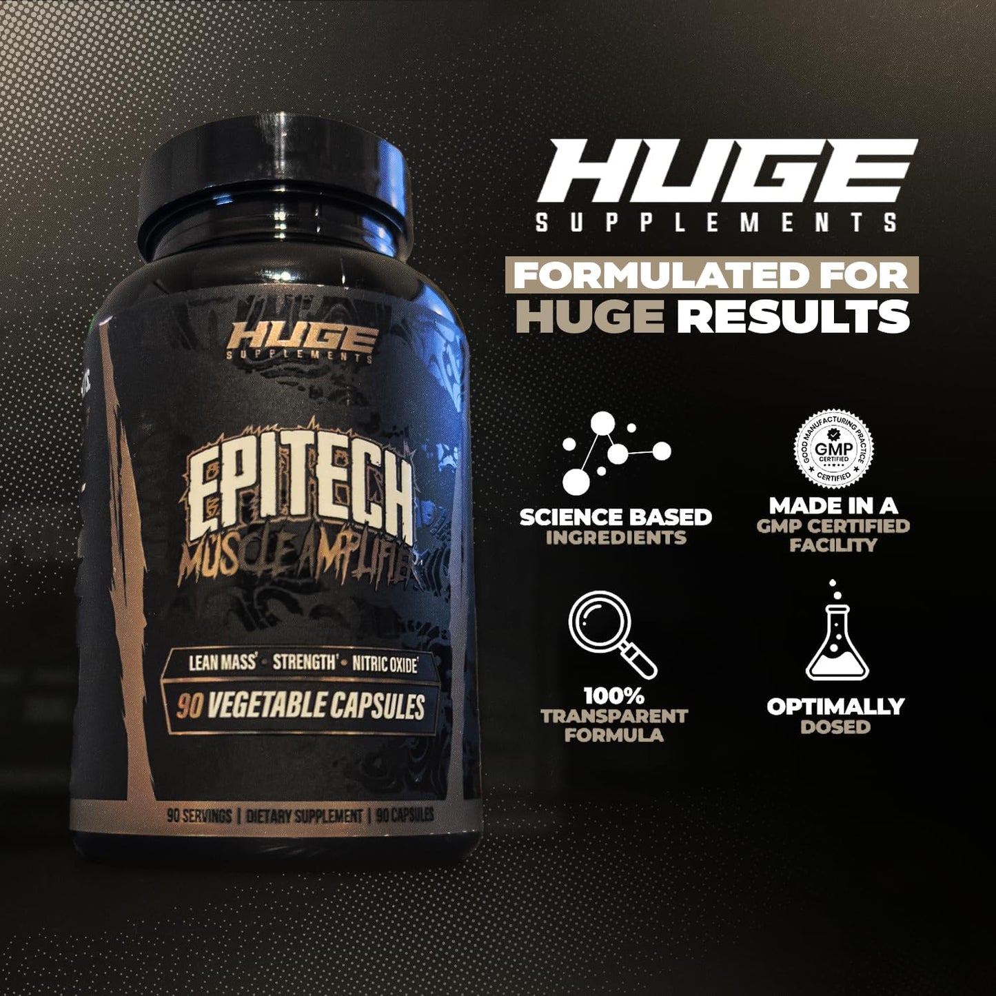 Epitech® Epicatechin Supplement – Natural Myostatin Inhibitor for Muscle Growth, Optimally Dosed, Added BioPerine® for Maximum Absorption, Boosts Endurance, Nitric Oxide & Recovery – 90 Servings