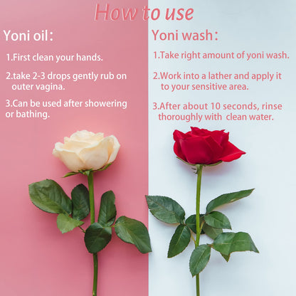 forvirness Feminine Wash & Natural Yoni Oil Set, Vaginal Wash with Cleaning Factor - Remove Odor