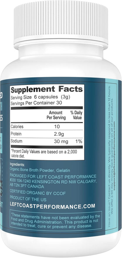 Left Coast Performance Bone Broth Capsules 180 Count + Beef Organ Complex Capsules 180 Count