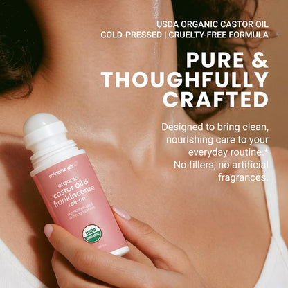 Organic Castor Oil Roll On - Extra Virgin, Unrefined & Hexane-free (3oz)