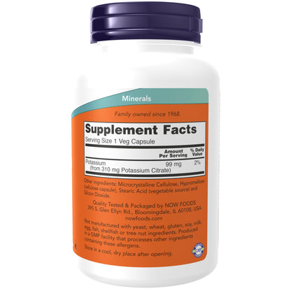 NOW Potassium Citrate 99 mg,180 Capsules