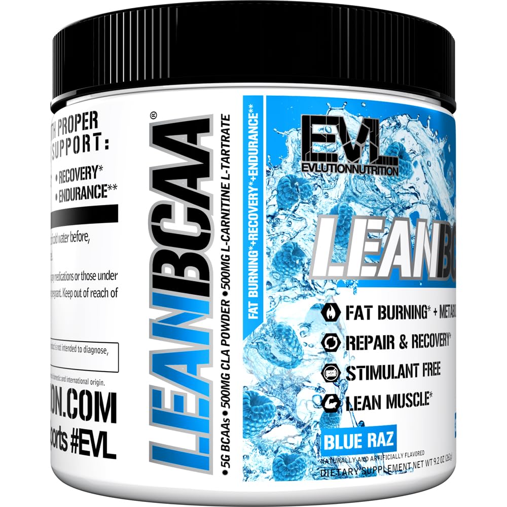 Stimulant Free Lean BCAA Powder - Evlution Nutrition BCAAs Amino Acids Powder with CLA Carnitine and 2:1:1 Branched Chain Amino Acids Supports Muscle Recovery Fat Burn and Metabolism - Fruit Punch
