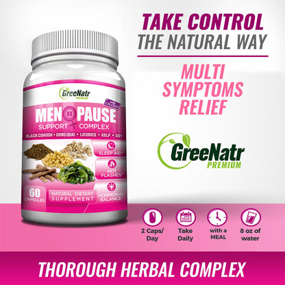 GreeNatr Pure Moringa Oleifera for Mood Enhancement Plus Menopause Support Complex for Hot Flashes
