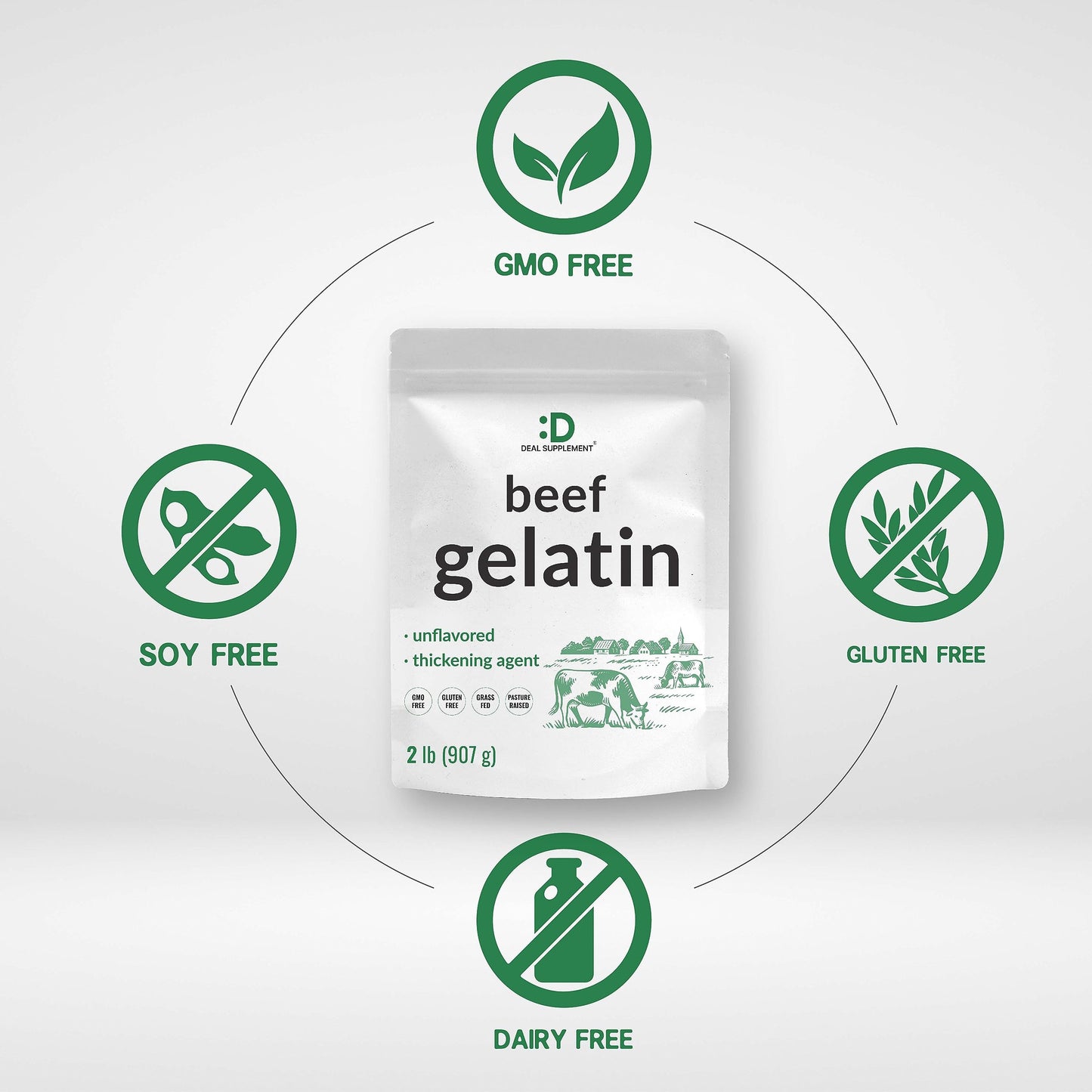 Unflavored Beef Gelatin Powder, 1lb – Grass Fed & Pasture Raised Bovine – Natural Thickener & Stabilizer for Cooking & Baking – High Collagen Protein Source – Non-GMO, Keto Friendly