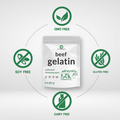Unflavored Beef Gelatin Powder, 1lb – Grass Fed & Pasture Raised Bovine – Natural Thickener & Stabilizer for Cooking & Baking – High Collagen Protein Source – Non-GMO, Keto Friendly