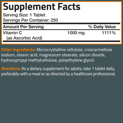 Bronson Vitamin C 1000mg Extra Strength, Supports a Healthy Immune System, High Potency, Non-GMO, 100 Vegetarian Tablets