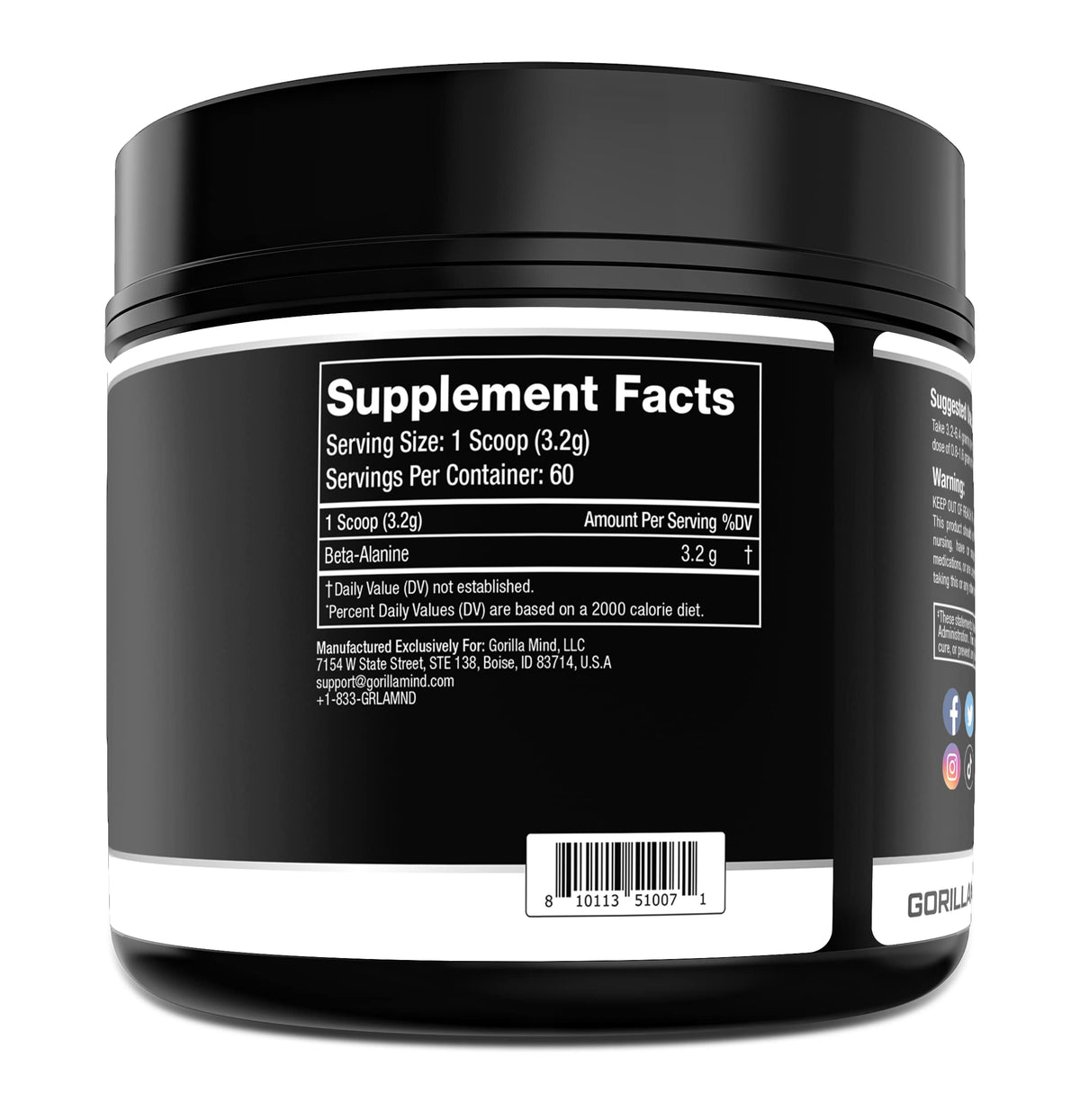 Gorilla Mode Beta-Alanine – Carnosine Precursor/Enhanced Muscular Endurance