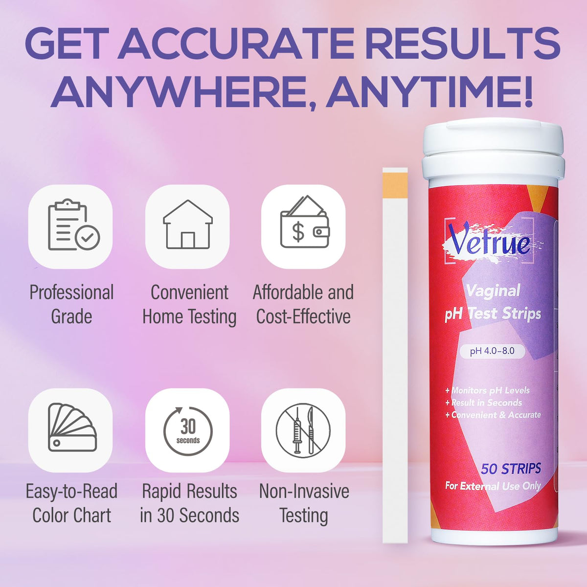 Vaginal pH Test Strips for Women, Convenient Testing Solution for Assessing and Maintaining