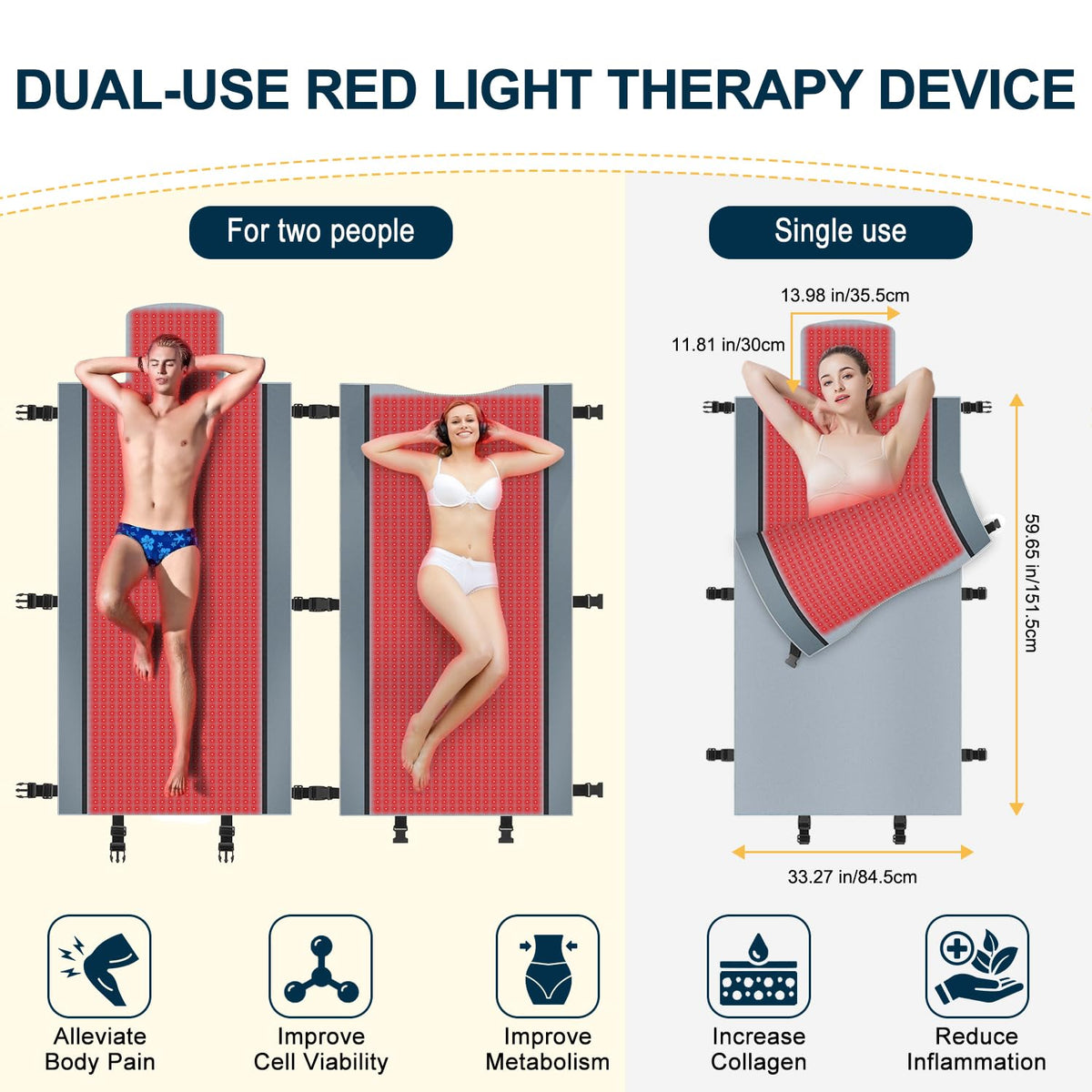 Red Light Therapy for Body - Full Body Red Light Therapy Mat, 71.0x33.30in, 2570Pcs 660nm