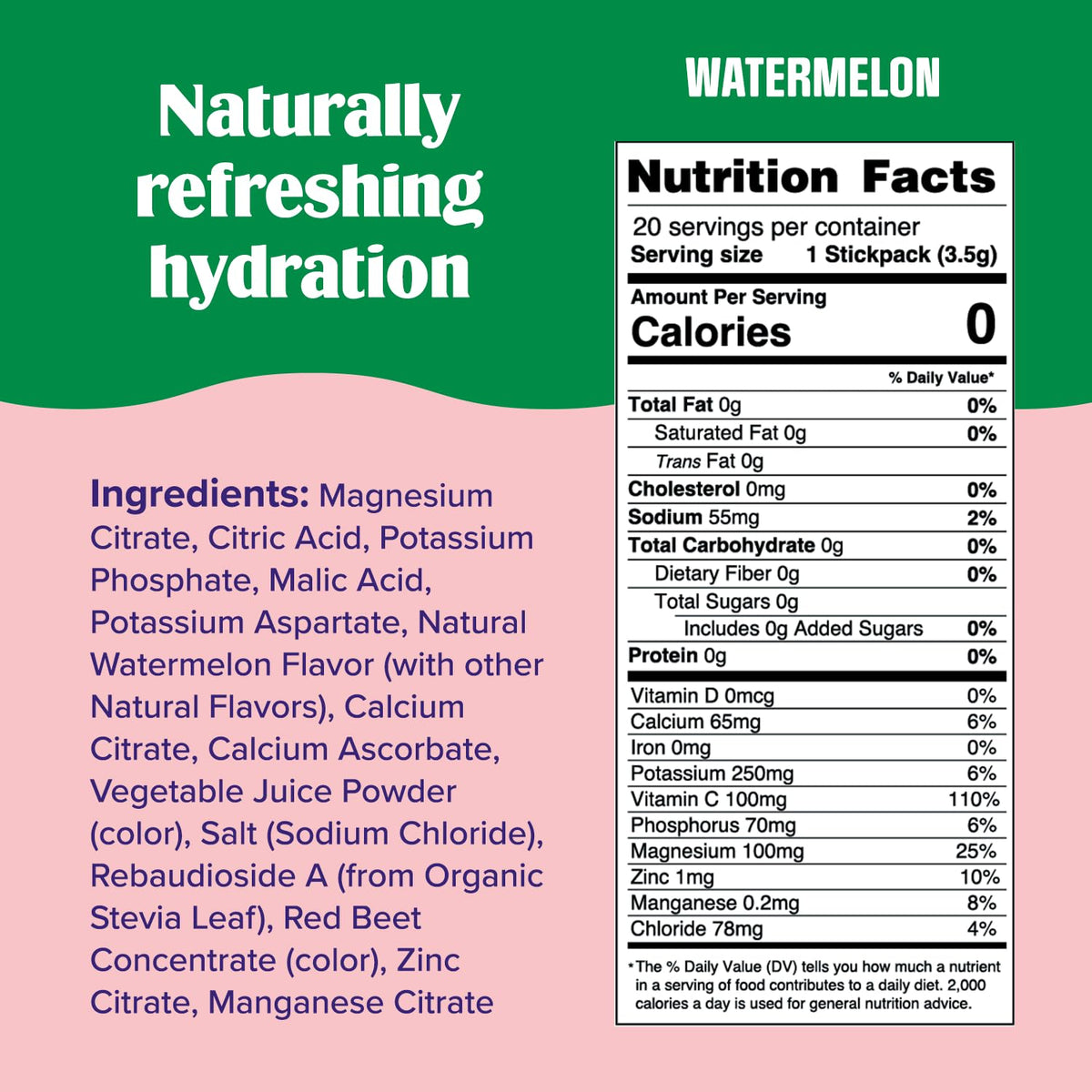 Ultima Replenisher Daily Electrolyte Drink Mix – Watermelon, 20 Stickpacks