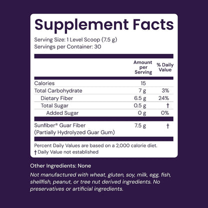 Healthy Origins Healthy Fiber Powder 7.9 oz (225g) - Featuring Sunfiber Partially Hydrolyzed Guar Gum (PHGG) - Supports Digestive Regularity, Intestinal Health & Prebiotic Care