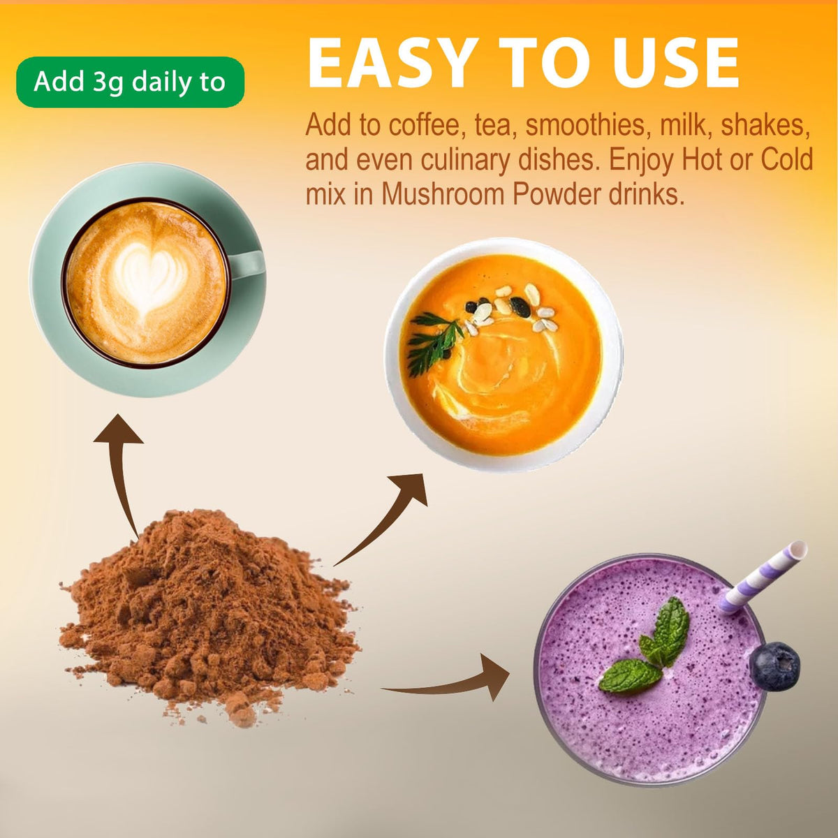 Mushroom Powder Blend (75 Servings), Ten Mushroom Supplement with Lions Mane