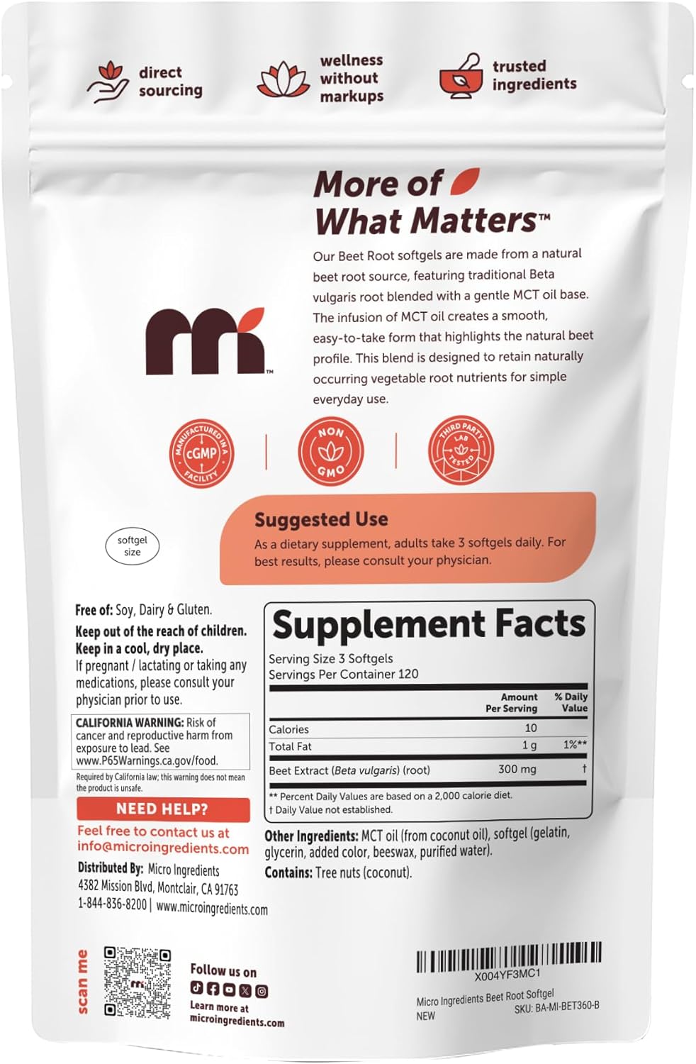 Micro Ingredients Beet Root Extract, 360 Softgels with MCT Oil | Natural Beet Root Source | Beetroot Supplements | Non-GMO