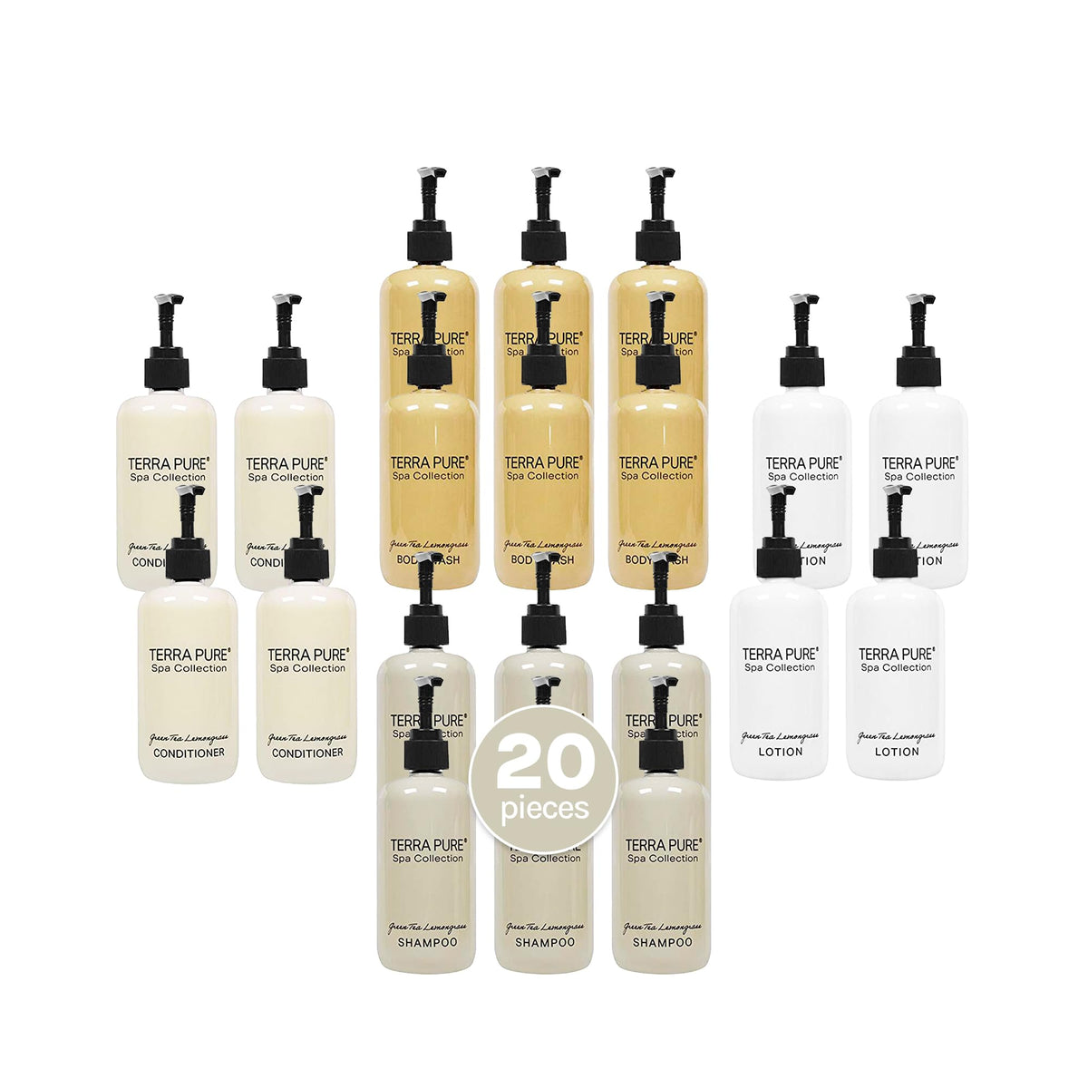 Terra Pure Spa Collection 20 Piece Ecobox All-In-Kit | Green Tea Lemongrass Soap 