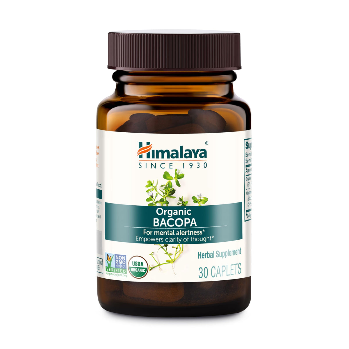 Himalaya USDA Organic Bacopa Monnieri Supplement,750 mg,60 Caplets