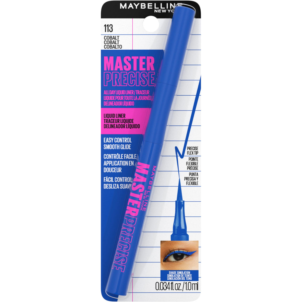 Maybelline Eyestudio Master Precise All Day Waterproof Liquid Eyeliner Makeup, Black, 1 Count (Packaging May Vary)