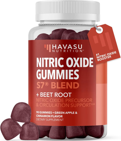 Nitric Oxide Beet Root Gummies with L-Arginine, NO Gummies, 90 Count | Vegan, Non-GMO Nitric Oxide Supplement for Energy, Endurance, and Recovery, Green Apple and Cinnamon Flavor, 30 Servings