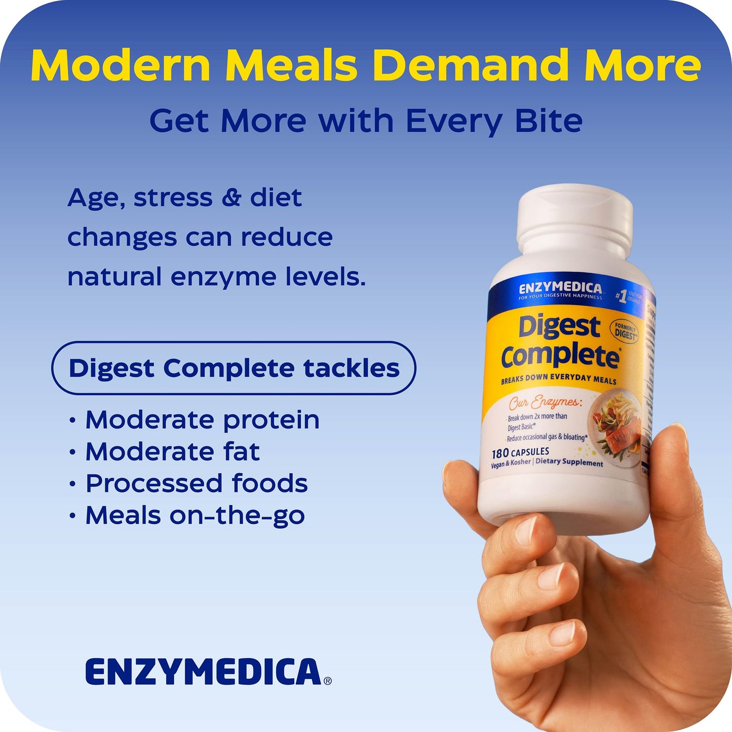 Enzymedica Digest Complete - Helps Gas & Bloating - 90 Caps