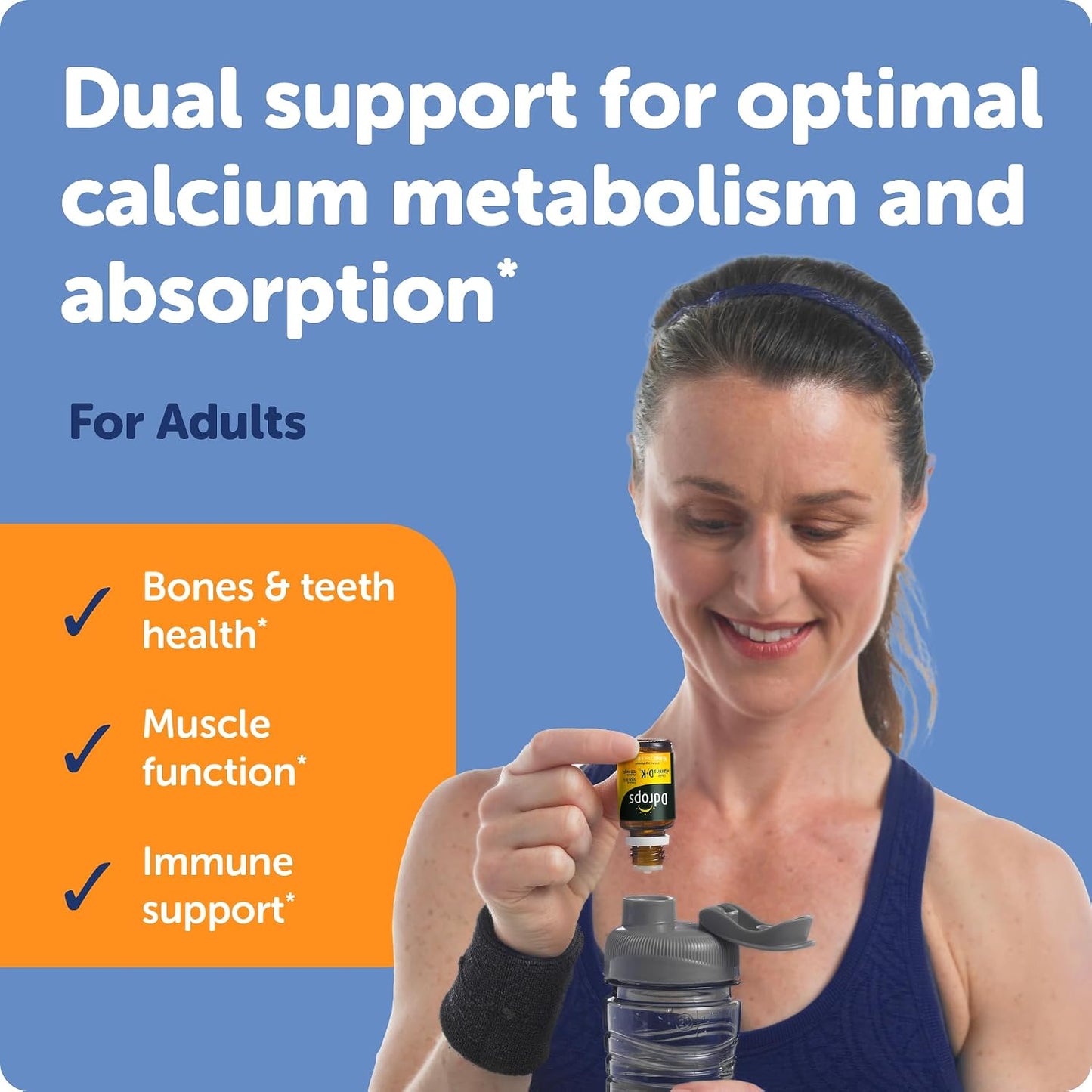 Ddrops Extra Strength 5000 IU Vitamin D3 + K2 90 Drops - Liquid Vitamin D3 & K2 (MK7) Supplement. Supporting Strong Bones, Immune System and Cardiovascular Health.