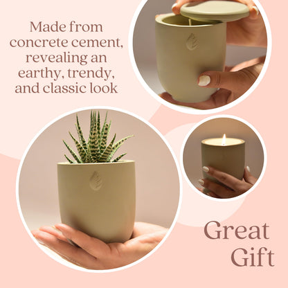 CandlePlanter Concrete Cement Candle Planter - Candles for Home Scented, Soy Candles