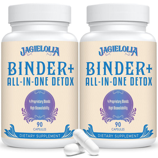 Jagielolia All-in-One Detox Binder Supplement 1500 MG - High Bioavailability, Liver Gut Detox Cleanse with Activated Charcoal, Zeolite & Bentonite Clay for Toxins, Liver, Digestive, 90 Vegan Capsules