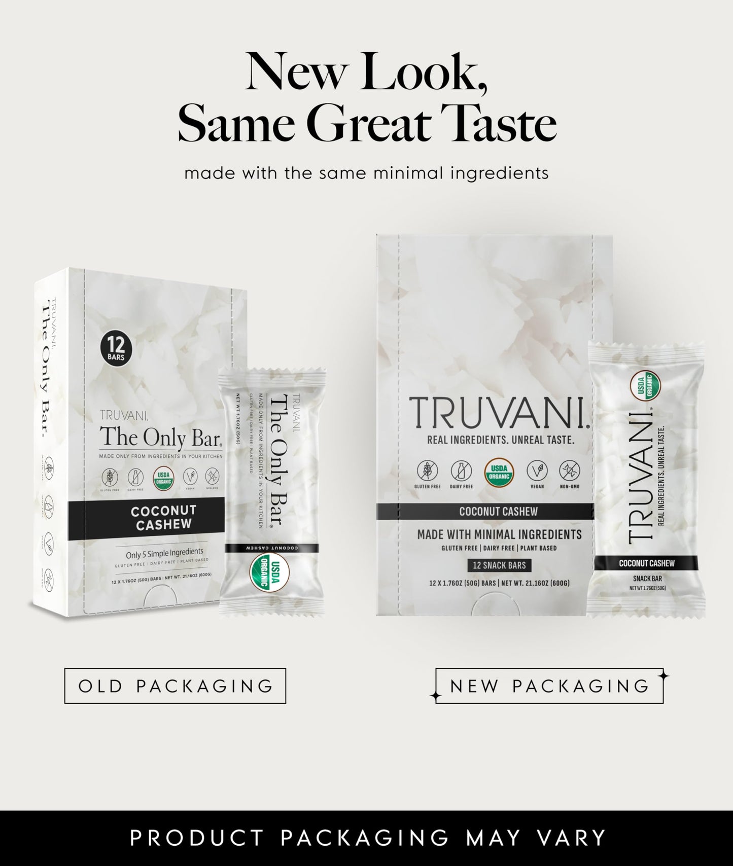 Truvani Plant Based Snack Bars | Variety | 12 Pack | Vegan | 5-8g Protein | USDA Organic and Vegan | Dairy, Soy, and Gluten Free | Individually Wrapped